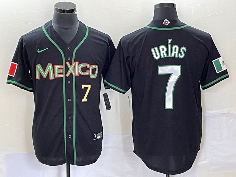 Men 2023 World Cub Mexico #7 Urias Black white Nike MLB Jersey16